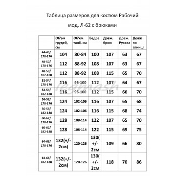 Костюм робочий модель Л-62 з брюками