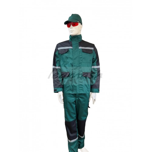 Костюм робочий Віват з брюками зелений преміум саржа