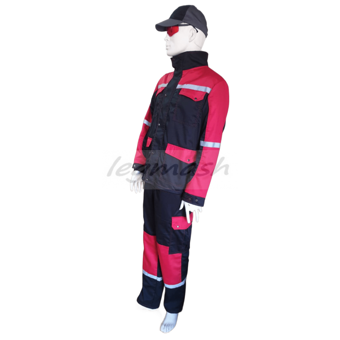 Костюм робочий Віват з брюками преміум саржа (чорно червоний) Костюм робочий Віват з брюками преміум саржа (чорно червоний)