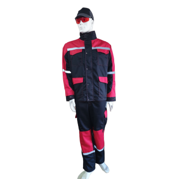 Костюм робочий Віват з брюками преміум саржа (чорно червоний)