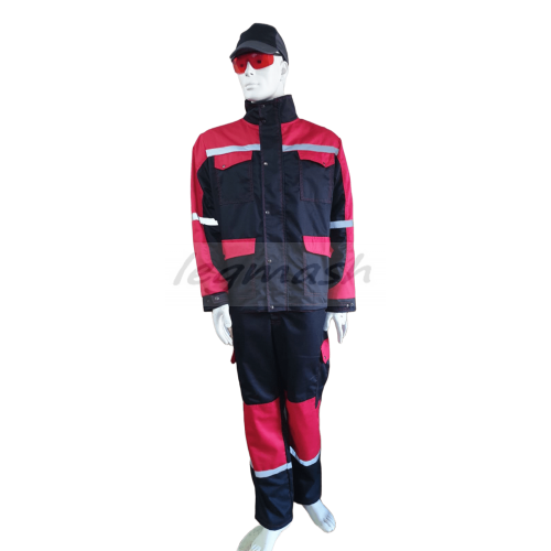 Костюм робочий Віват з брюками преміум саржа (чорно червоний)