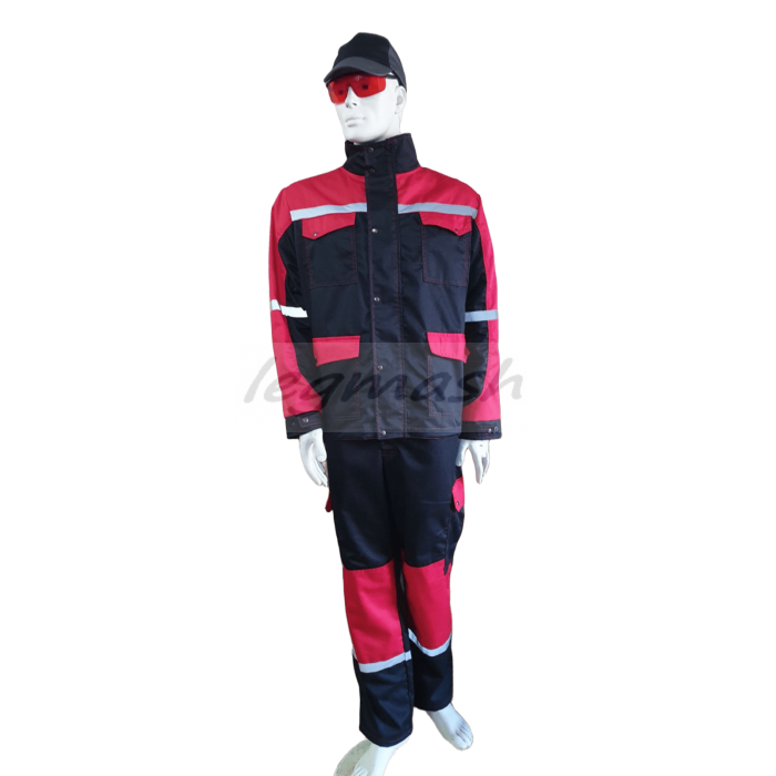 Костюм робочий Віват з брюками преміум саржа (чорно червоний) Костюм робочий Віват з брюками преміум саржа (чорно червоний)